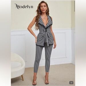 SHEIN Black and White Houndstooth set